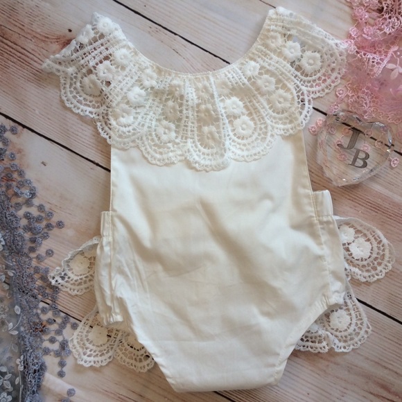 white lace romper baby girl